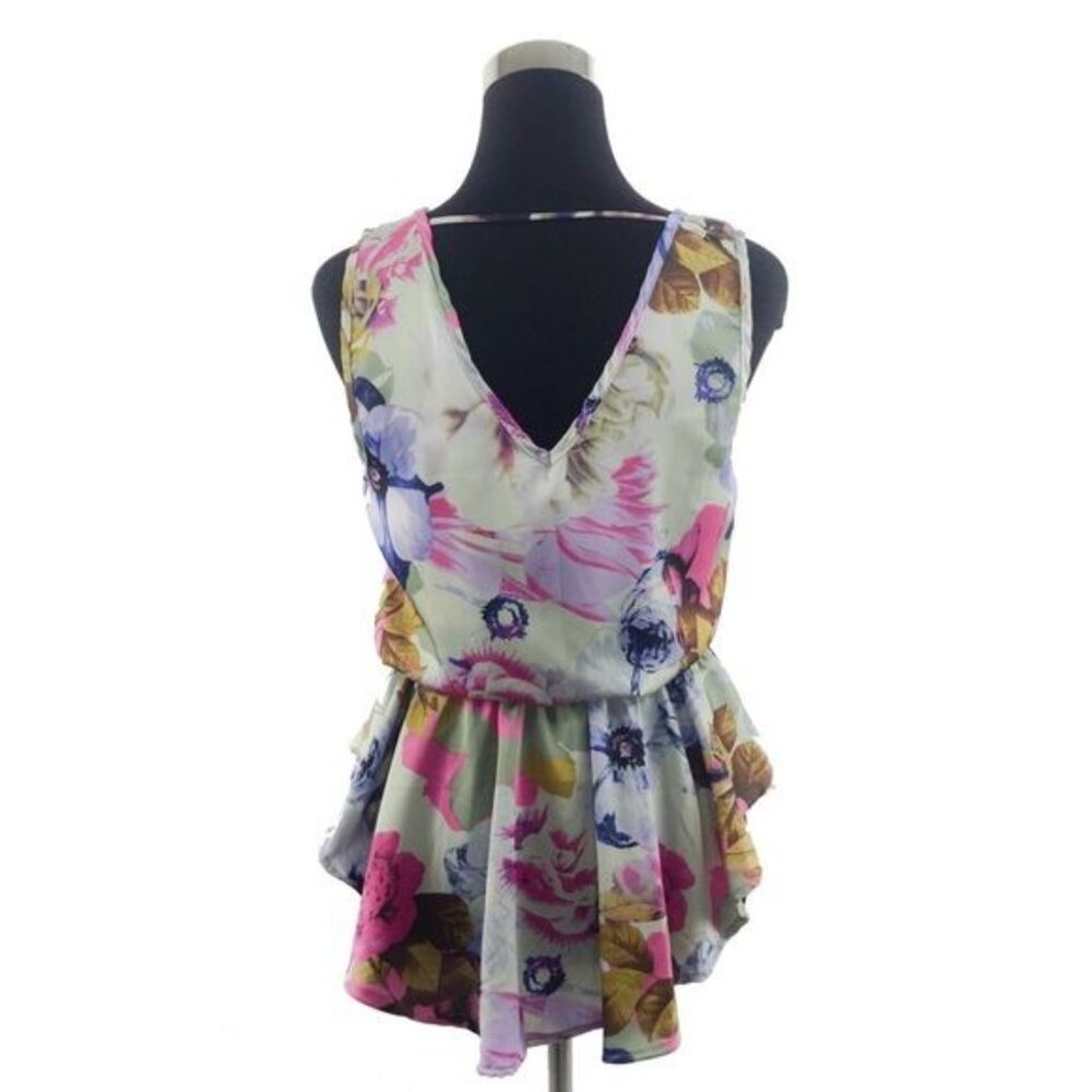 NWT Romeo & Juliet Couture Floral Sleeveless Peplum Top - Picture 4 of 7